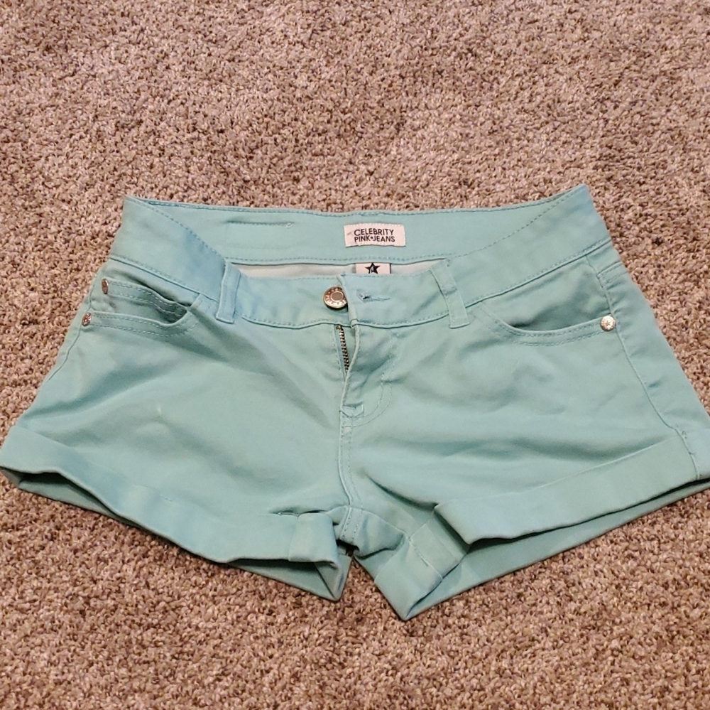 teal shorts